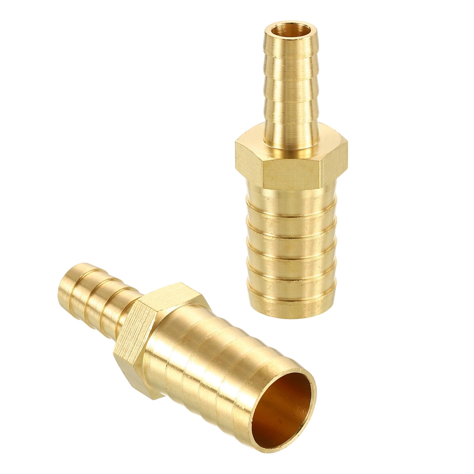 sourcing map 2pcs 5/8"(16mm) to 3/8"(10mm) Brass Hose Barb Fitting Metals Splicer Mender for 3D Printing, Air Compressor, CNC Machine, Dies — image 1