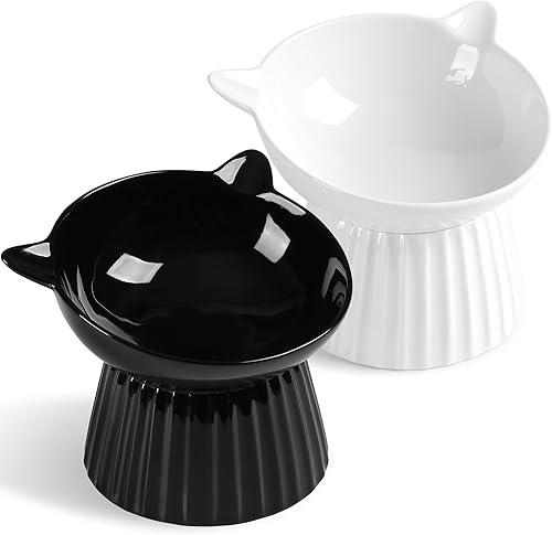 Cuenco elevado de cerámica para gatos, cuenco elevado inclinado anti vómitos para gatos de interior, apto para bigotes, comedero para mascotas para disponible en Yaxa Colombia