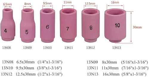 Miniatura 2 de RIVERWELD TIG Cuerpo de pinza de lente de gas 45V 13N boquillas de alúmina tazas de cerámica 13N 53N 796F TIG Tapa trasera 41V 598882 Serie de