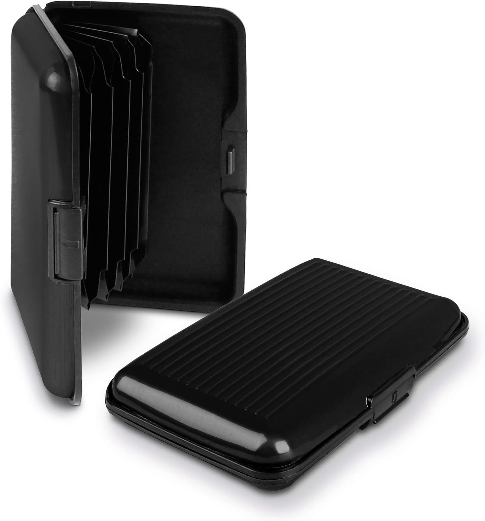 RFID Blocking Anti Scan Aluminium Security Wallet Card Holder Hard Case for Credit Debit ID UK EU Driving License Oyster Travel Points Business Cards and Bank Notes 7 Colours (Black)