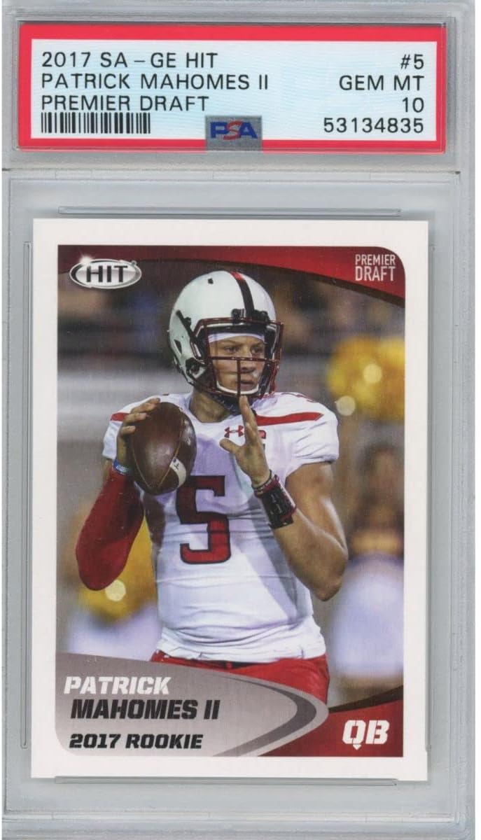 Graded 2017 Sage SA-GE Hit Premier Draft Patrick Mahomes II #5 Rookie RC Football Card PSA 10 Gem Mint : Collectibles & Fine Art