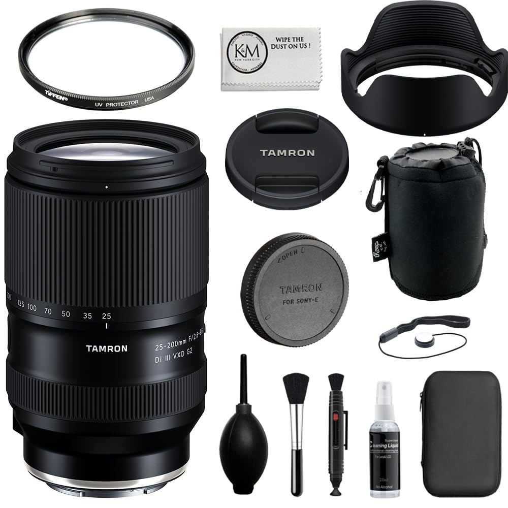 Tamron 25-200mm f/2.8-5.6 Di III VXD G2 Lens | Compatible with Sony E (Full Frame) Bundle with 67mm UV Filter + Lens Pouch + Cap Keeper + Cleaning Kit