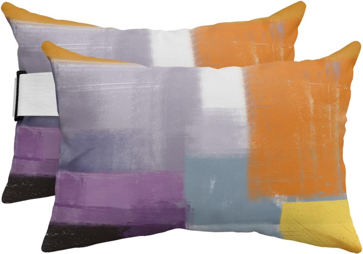 Lumbar Pllow Cover, Modern Abstract Art Yellow Orange