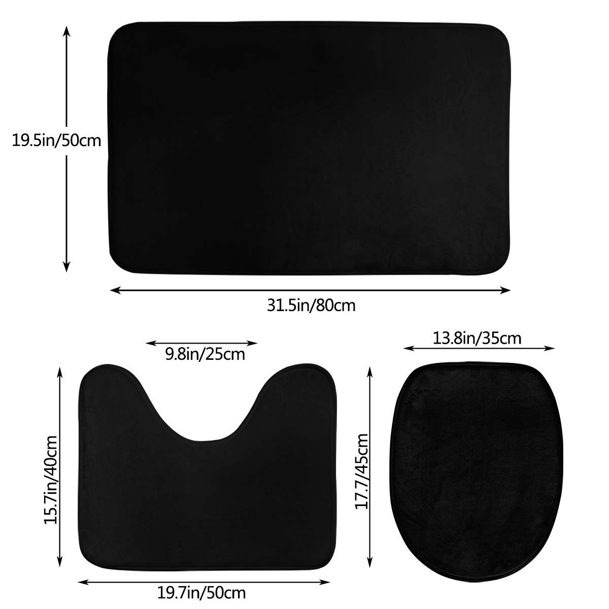 FFCrying 100 Dollar Bill Comfort Flannel Bathroom Rug Mats Set 3 Piece Soft Non-Slip with Backing Pad Bath Mat + Contour Rug + Toilet Lid Cover Absorbent (100 Dollar Bill, 50 * 80CM)