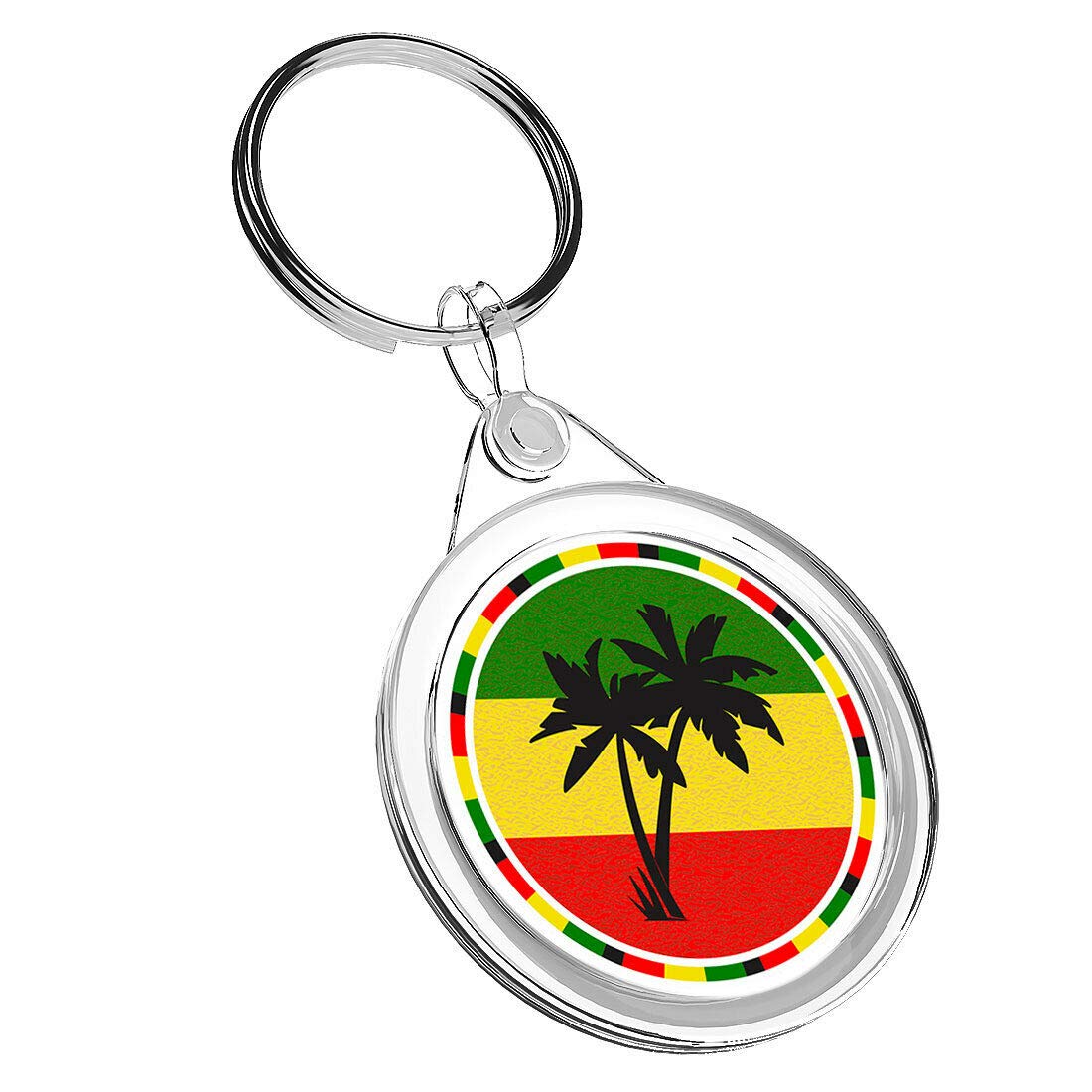 Destination Vinyl Keyrings 1 x Jamaica Rasta Palm Tree - Keyring IR02 Mum Dad Kids Birthday # 5649