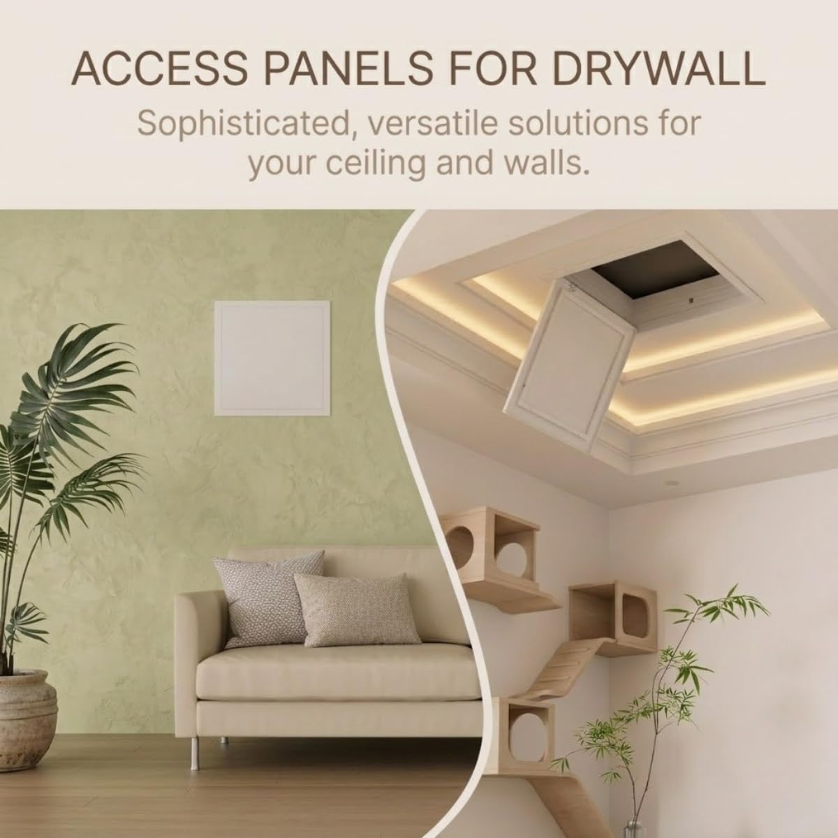 Pannello di accesso in metallo resistente per pareti/soffitto in cartongesso, porta bianca con serratura senza chiave, per scatola dei fusibili, multi-formato da 6 x 6 a 61 x 61 cm (grigio, 600 x 600