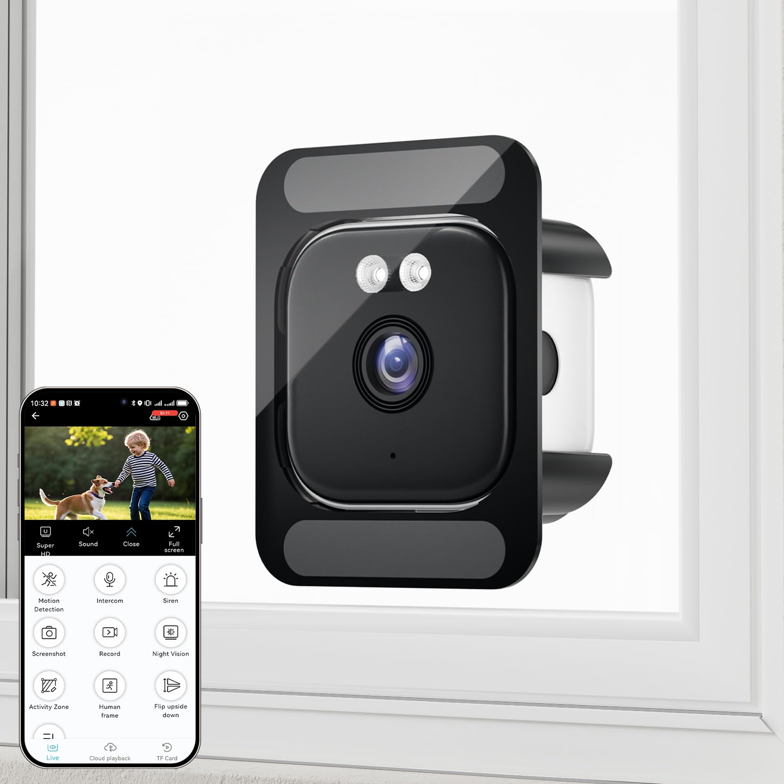 Amazon.co.jp: Dosikc 眩光対策窓カメラ 2K防犯カメラ 真っ黒でも