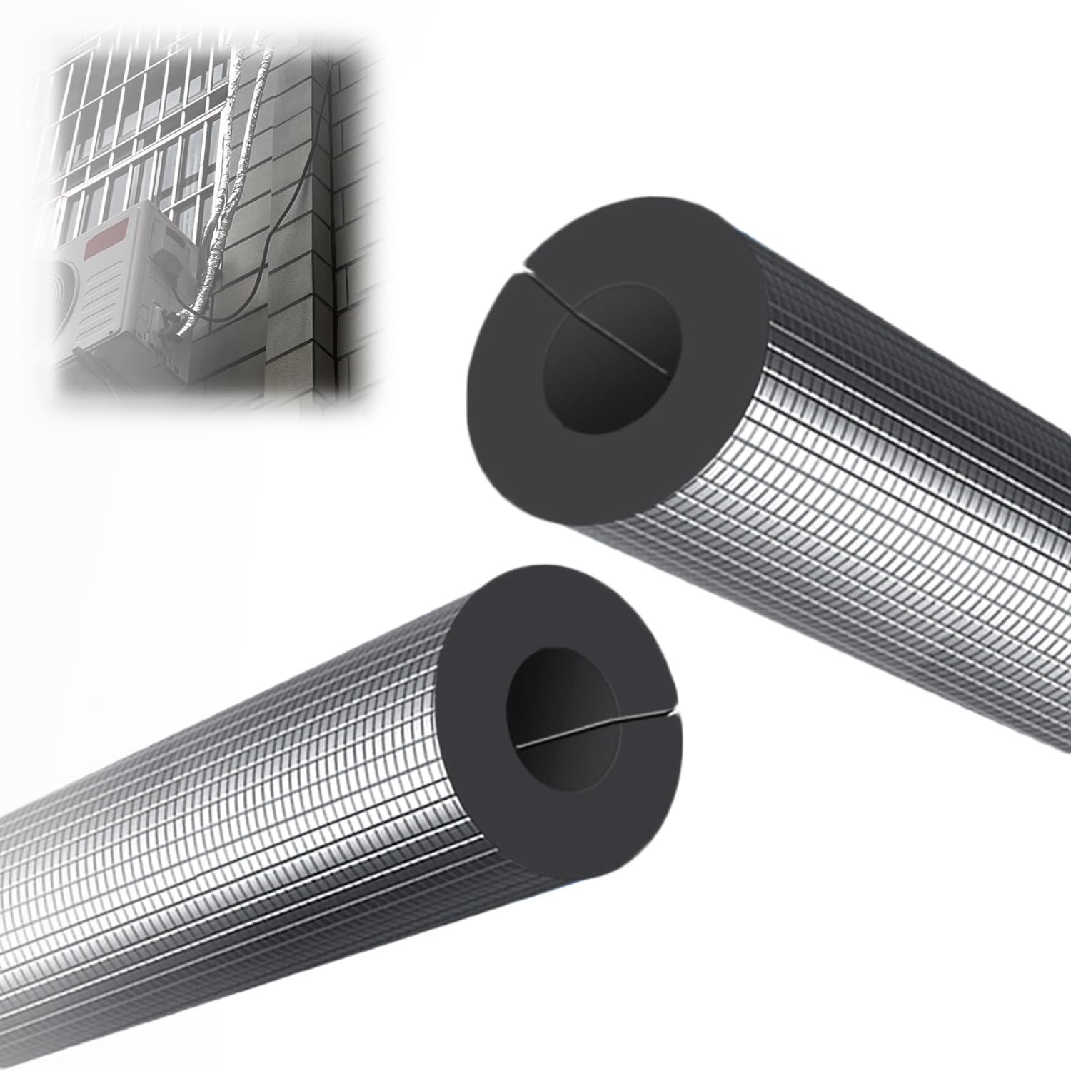 Pipe Insulation Foam Self Adhesiv 22 27 34 43 52 65 76 90 114mm ID Waterproof Foam Pipe Covers, High-Density Insulation Tube for Air Conditioning, Water Pipe, Solar Energy(ID65mm x T30mm)