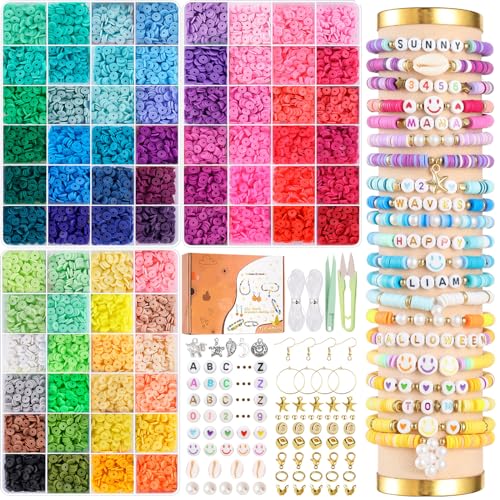 TULADUO Kit de fabricación de pulseras de cuentas de arcilla de 72 colores, kit de fabricación de...