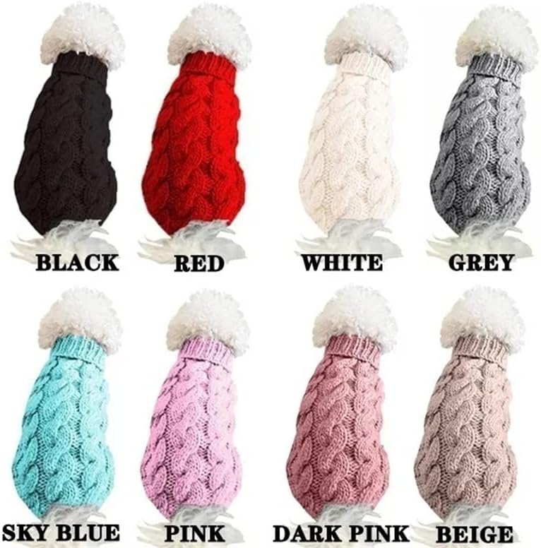 Puppy Dog Small Cat Knitted Pullover Sweater Classic Cable Knit Dog Jumper Coat, Warm Pet Winter Clothes (Small, Beige)