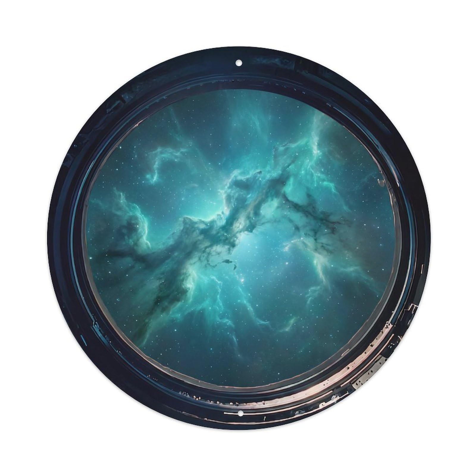 Teal Cyan Nebula View Metal Tin Sign