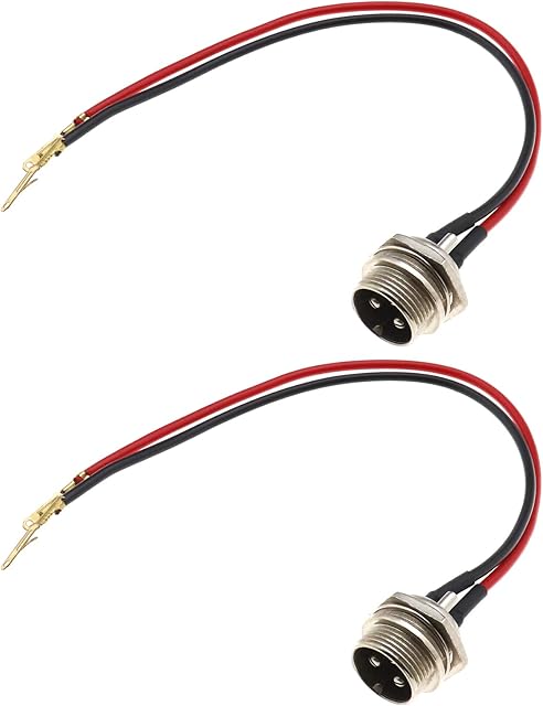 2pcs Electric Scooter Charging Port Connector 3-Pin 2 Wire Inline Charger Connector Round Charging Port Replacement (3 Prong) Smart Charging Port