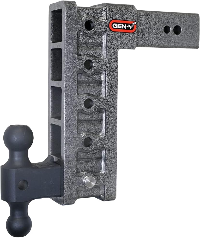 GEN-Y Hitch Tow Hitch for 3" Receiver - 12" Drop/Rise with 5 Adjustable Positions, Includes Dual Ball Mount and Locking Pin, 32,000 lbs Towing Capacity, 3,500 lbs Tongue Weight, Silver