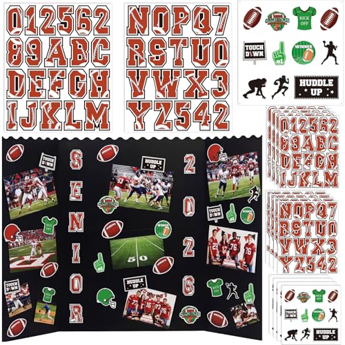Glenmal 14 Pcs Graduation Football Stickers for Poster Board Class of 2026 Photo Display Stickers for Grad Party College Board Photo Frame Decor Not Included Poster Boards(12x10 Inch 8.3x8.3inch)