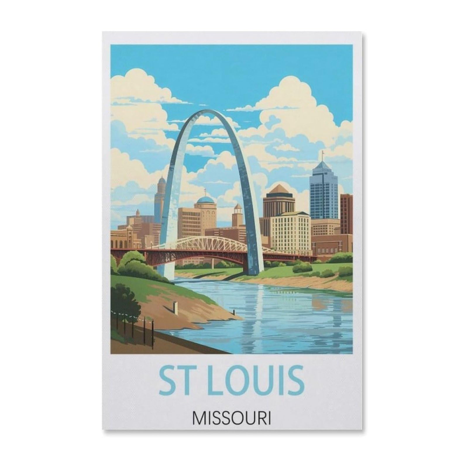 BEAYODKP Paint by Numbers for Adults，St Louis Missouri，Canvas Adults' Paint by Number Kits on Canvas DIY Oil Painting by Numbers for Adults(40x50cm)-AB91