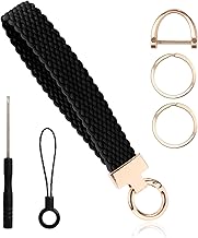 Bracelet Key Ring for Women Men Elastic Key Ring with Short D Ring Attachment & 2 Key Rings Braided Bracelet for Car Keys ID Badges Essential