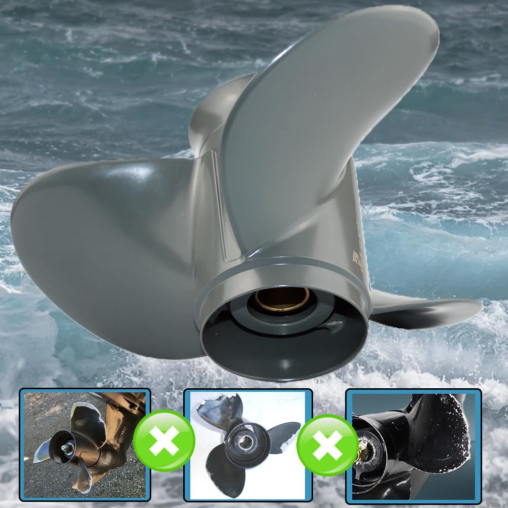 AQUAMAN Hélice fuera de borda de aluminio para motor Honda BF35-60 Hp, 12 1/4x9 11 1/4x13 11x15 11 1/8x14 11 5/8x11 11 3/8x12 11 1/8x13 11 3/4x10 ,13 Splits ine Tooth,Rh
