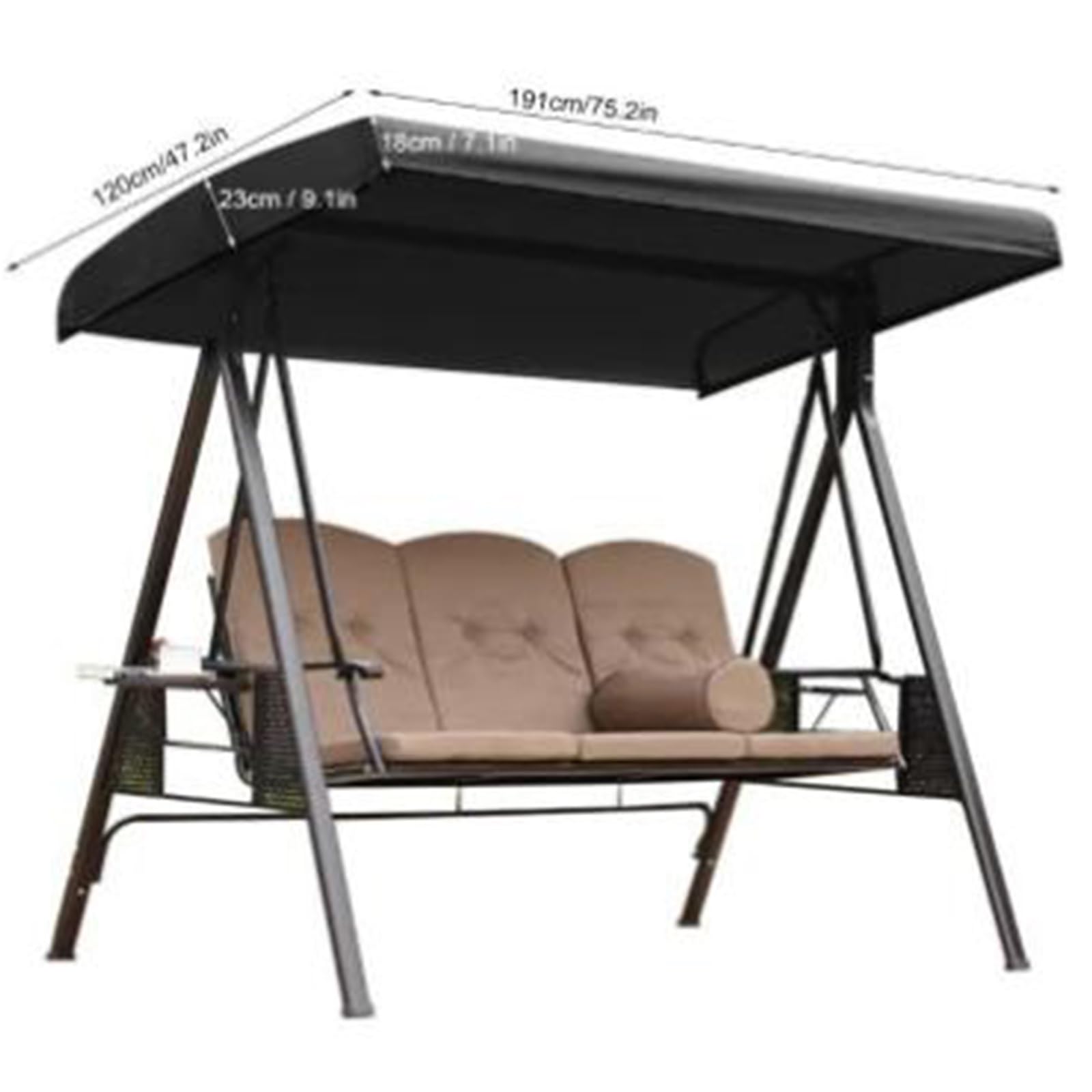 Tettuccio per Dondolo, Universale Copertura per Tetto per Altalena Hollywood, a 2-3 Posti, Tetto di Ricambio Anti-UV e Impermeabile(Beige,190T:191 * 120 * 18/23cm)