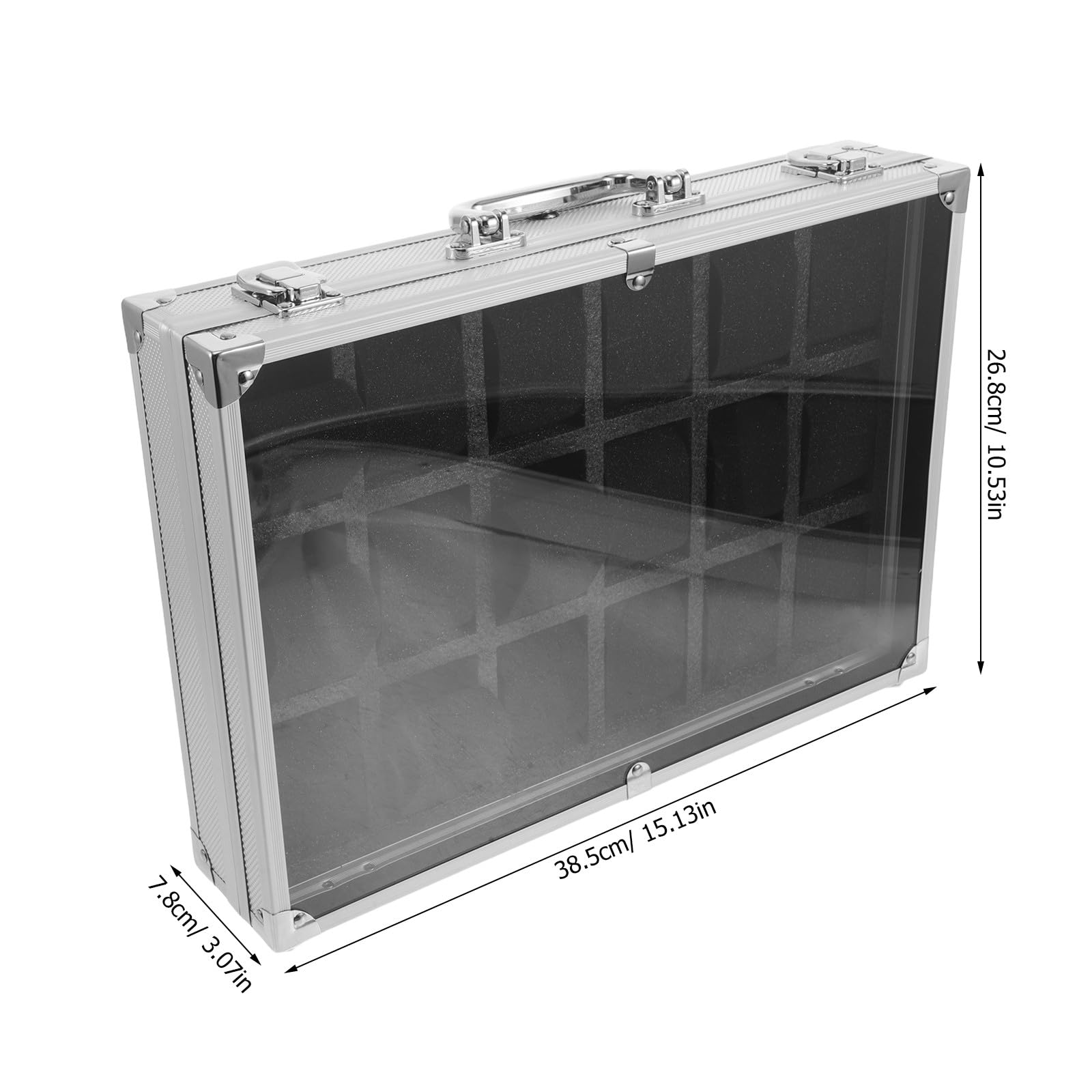 Twardy organizer na zegarki, 18 przegródek, aluminiowa teczka z wyściełanym wnętrzem i bezpiecznym zamknięciem, ochronna obudowa ekspozycyjna 15x11x3 cale