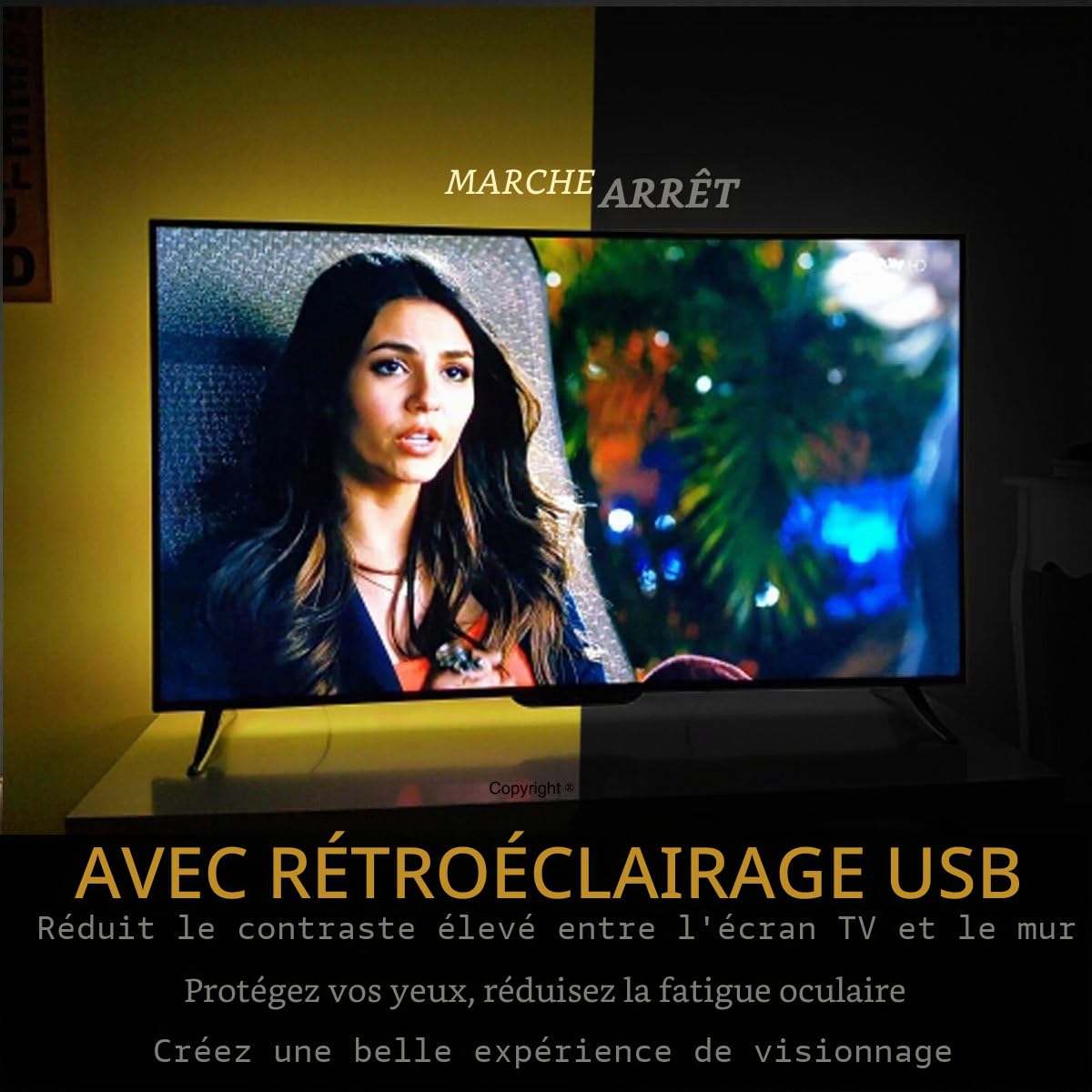 Rétro-éclairage LED pour TV USB Bande LED jusqu'à 60 65 pouces derrière Sony LG Samsung HDTV Salle de jeux Home Cinéma Décoration lumineuse