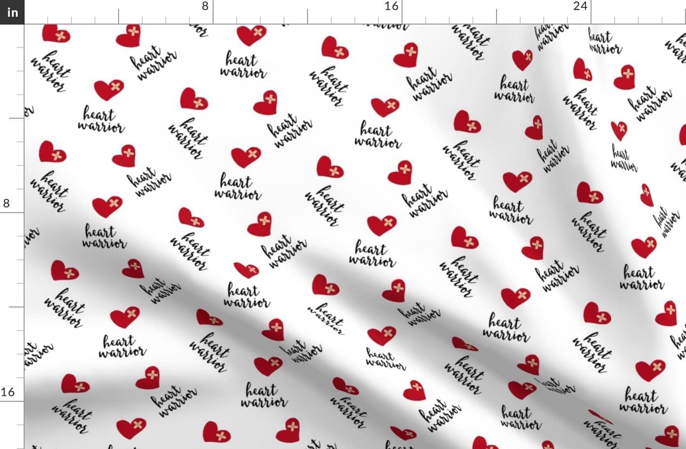 Spoonflower Fabric - Heart Black Red Trendy Printed on Organic Cotton Sateen Fabric by The Yard - Sewing Quilting Apparel Home Decor