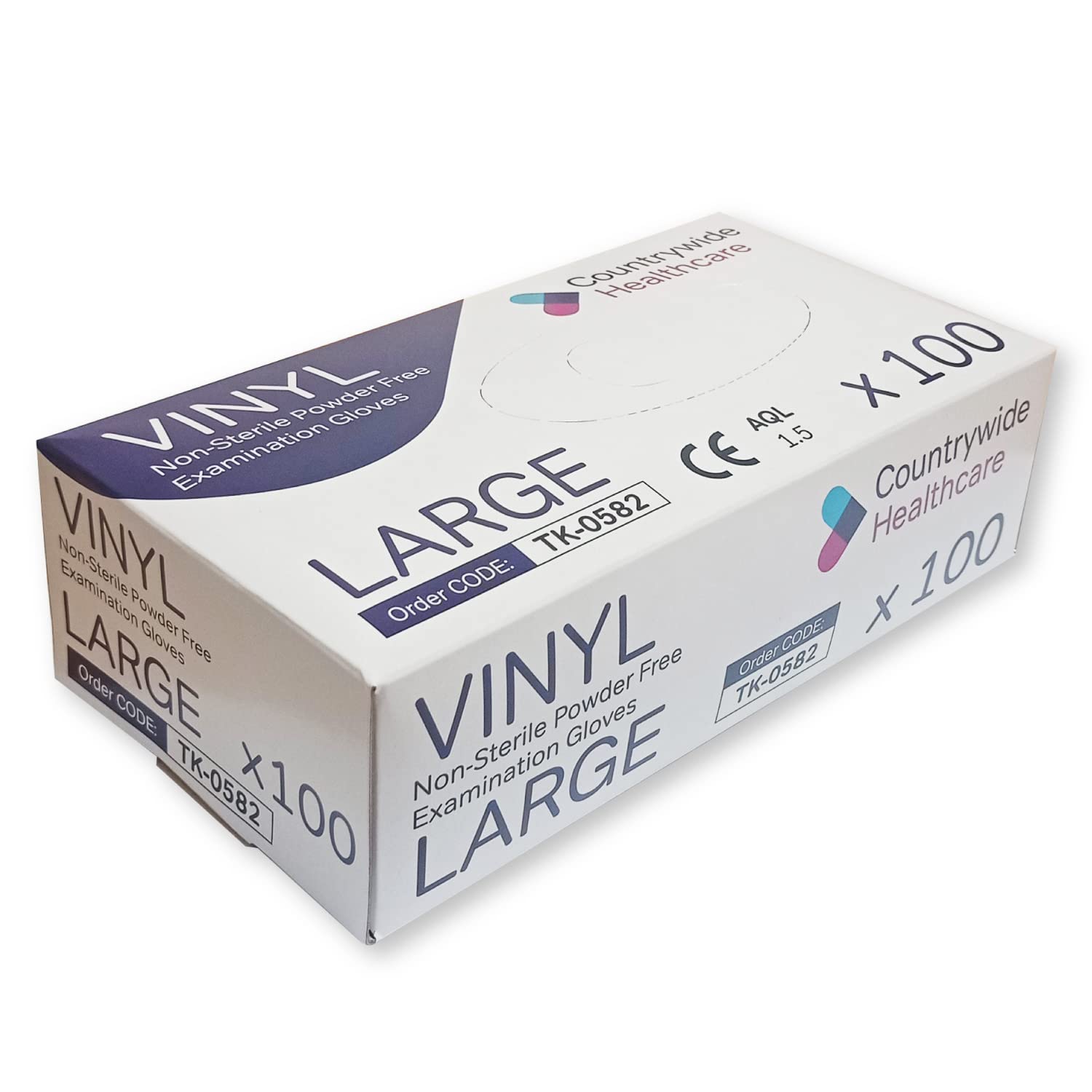 Countrywide Healthcare Powder Free Clear Vinyl Gloves - Large - Box Of 100