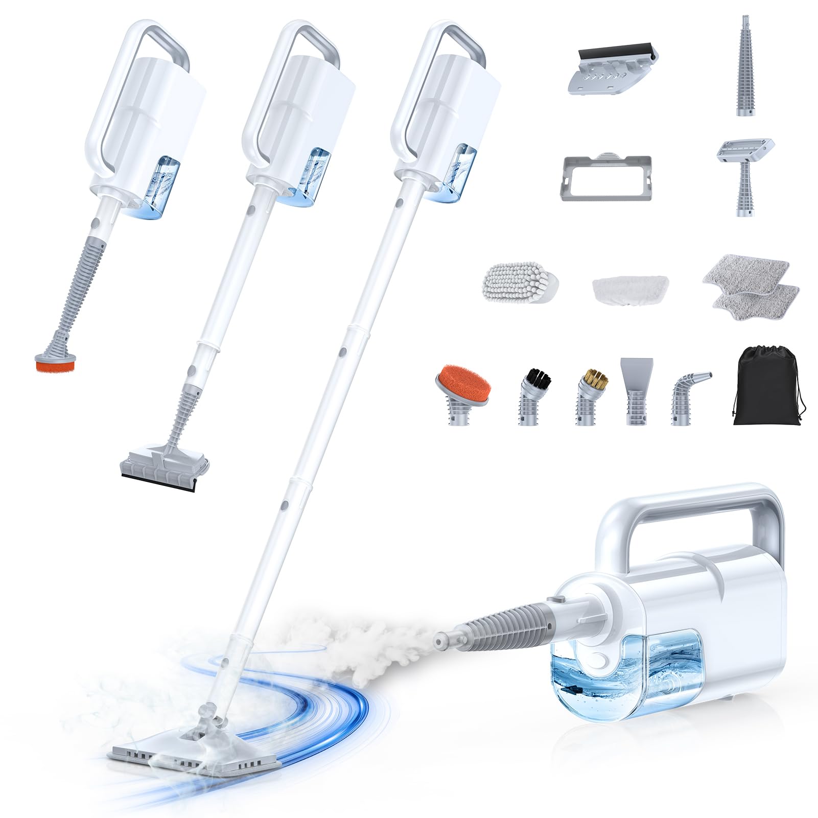 LABIGO 10-in-1 Steam Mop with Detachable Handheld Steamer, 350ml Tank, 10s Heat-Up, 248°F Steam Cleaner, 2-Level Control and Swivel Head for Floors, Carpets, Tiles, BBQ grill and Multi-SurfaceLABIGO 10-in-1 Steam Mop with Detachable Handhel…