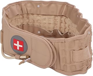 Cinto de Tração Lombar, Cinto de Descompressão Nas Costas Profissional Inflável Melhora a Dor Com Insuflador para Caminhar para Hiperglicemia Lombar (caqui)