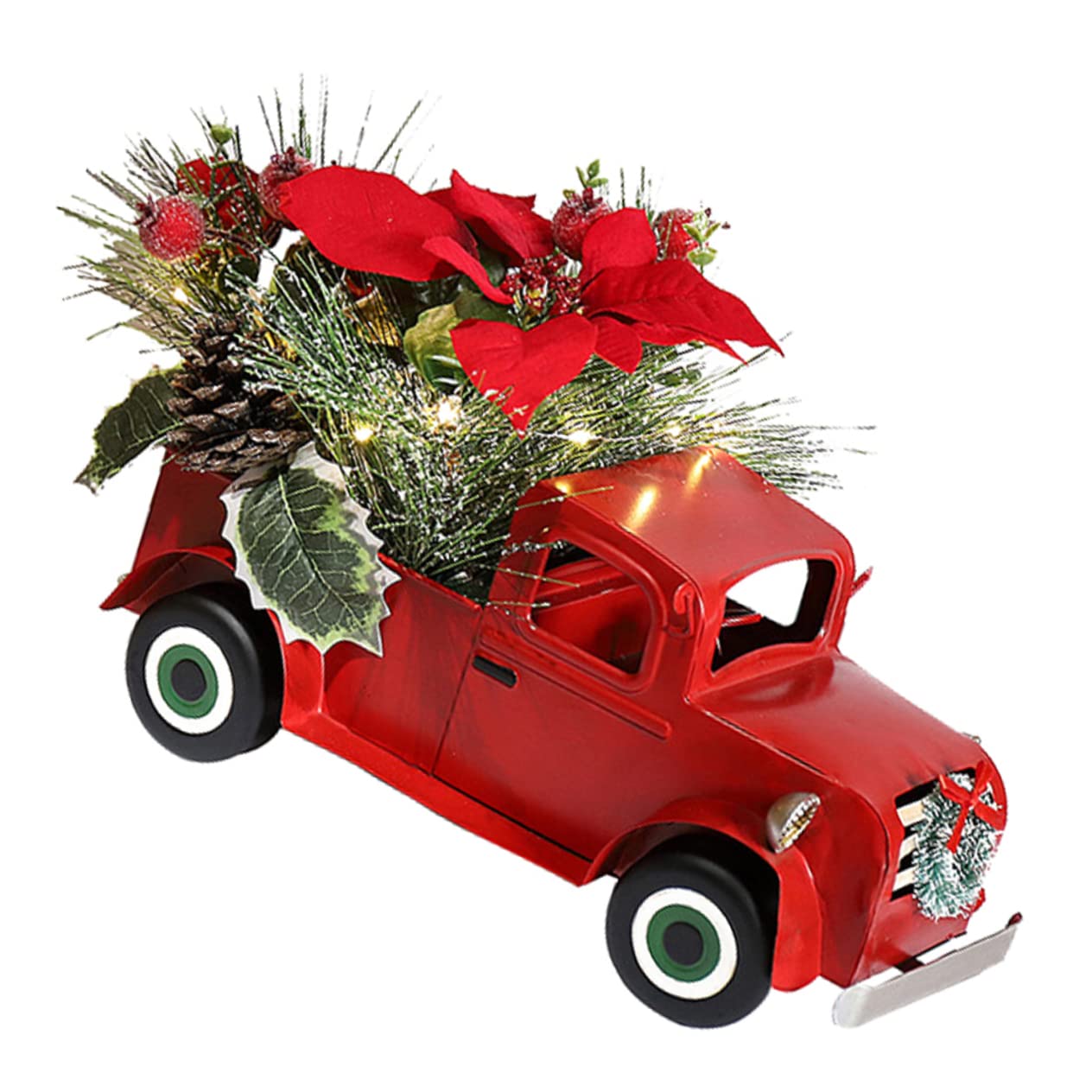 Cabilock Auto Camiones para Niños Coche En Miniatura Decoración De Navidad De La Casa De Campo Modelo Clásico Decoración De Camión Rojo Coches De Juguete Modelos Planchar Adornos Anticuado