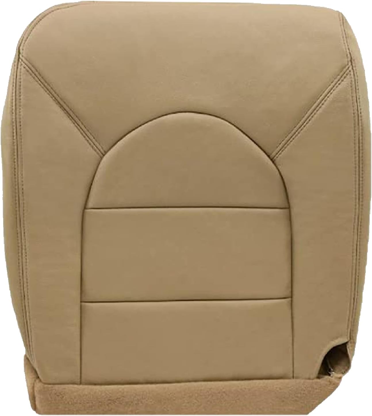 Auto Seat Replacement, Compatible with 2000 Ford F250 F350 F450 Lariat Super Duty Replacement Genuine Leather Seat Cover in Medium Parchment Tan (Fold Down Armrest Pattern, Driver Top)