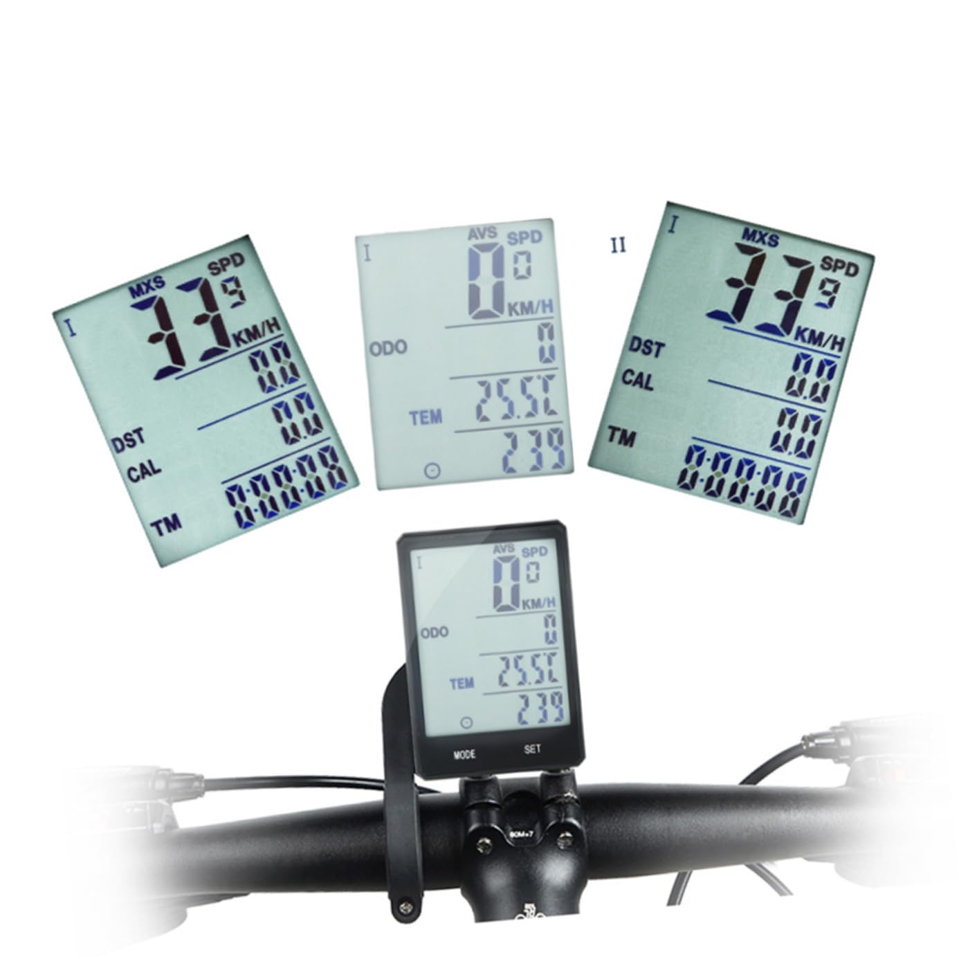 Ciclocomputer Wireless per Bicicletta Display Inglese e Retroilluminazione