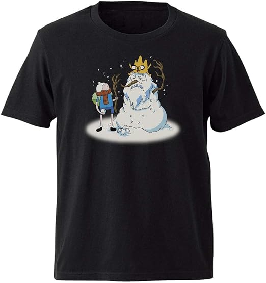 Amazon アドベンチャータイム Adventure Time レディース Tシャツ Mサイズ Snow Man フィン ジェイク アイスキング ブラック Tシャツ カットソー 通販
