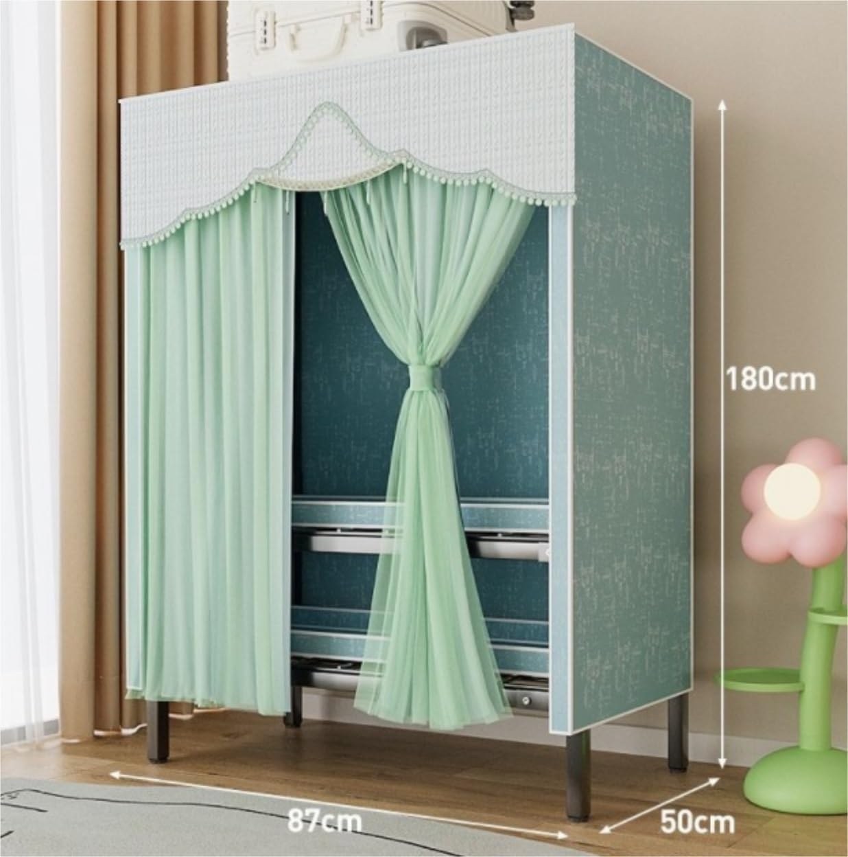 Bedroom Closet, Combination Wardrobe Multi-Function Cloth Cabinet Closet Storage Organizer Garment Armoire Armoire Wardrobe(Green)