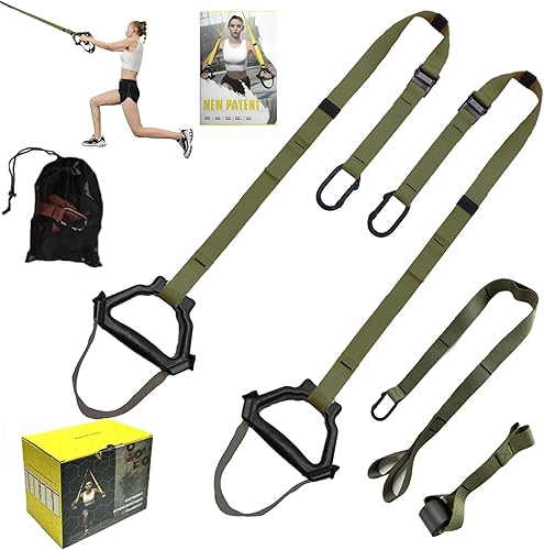 Correas de entrenamiento de resistencia de peso corporal, kit completo de entrenamiento de gimnasio en casa para entrenamiento de cuerpo completo,