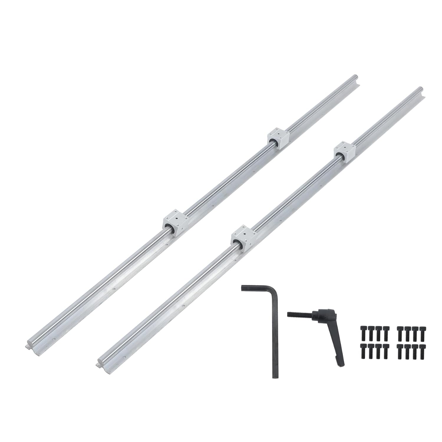Waltyotur 2 PCS SBR20-1500mm Linear Guideway Rail, 4 SBR20UU Bearing Blocks Sliders, Linear Guide Rails for CNC Equipments