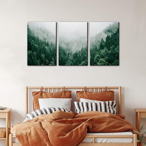 Vista 110 de 3 piezas de pintura verde para pared, parque nacional de Yosemite, agua clara, lago, montañas, árboles, rocas, impresiones sobre lienzo, decoración