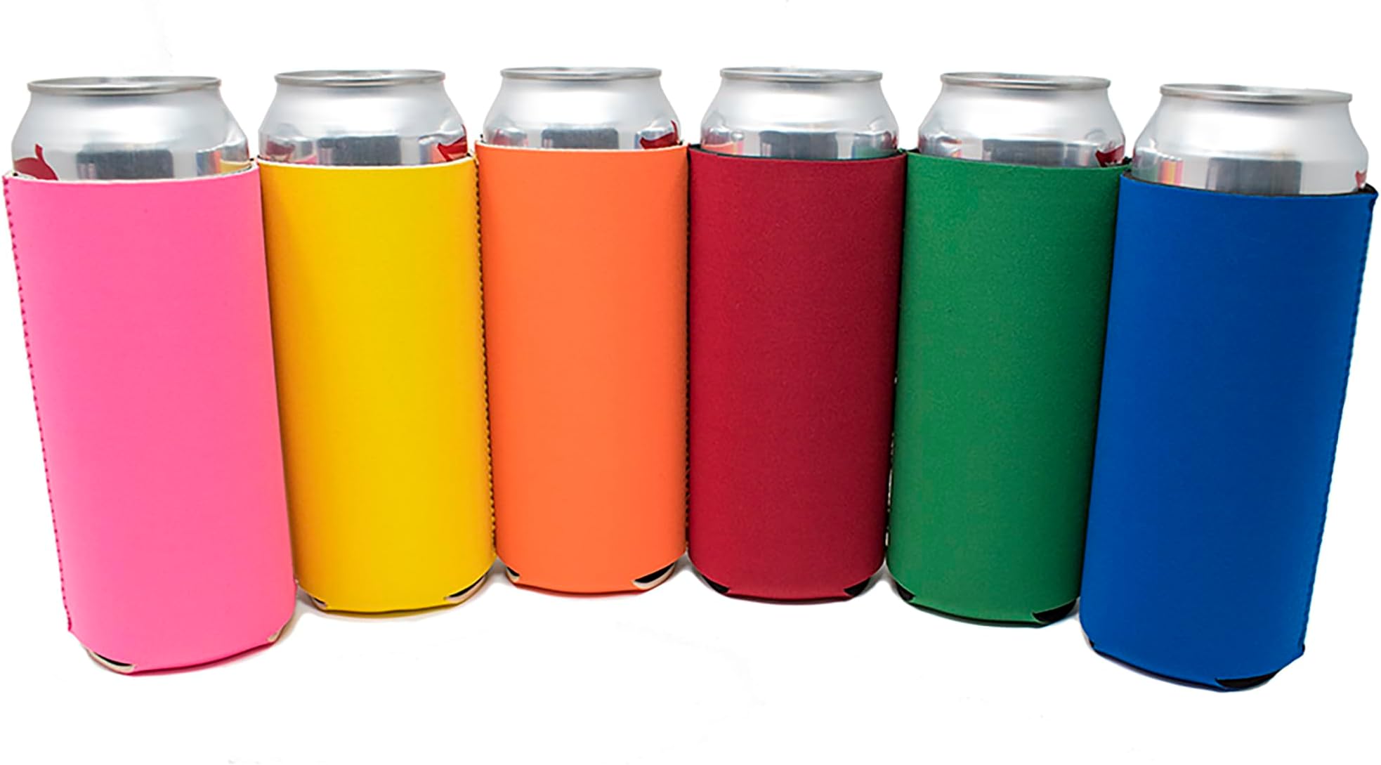 TahoeBay Tallboy Can Coolers (6-Pack) 24oz Neoprene Beer Sleeves for Large Cans - Bulk Blank Energy Drink Coolers (Multicolor)
