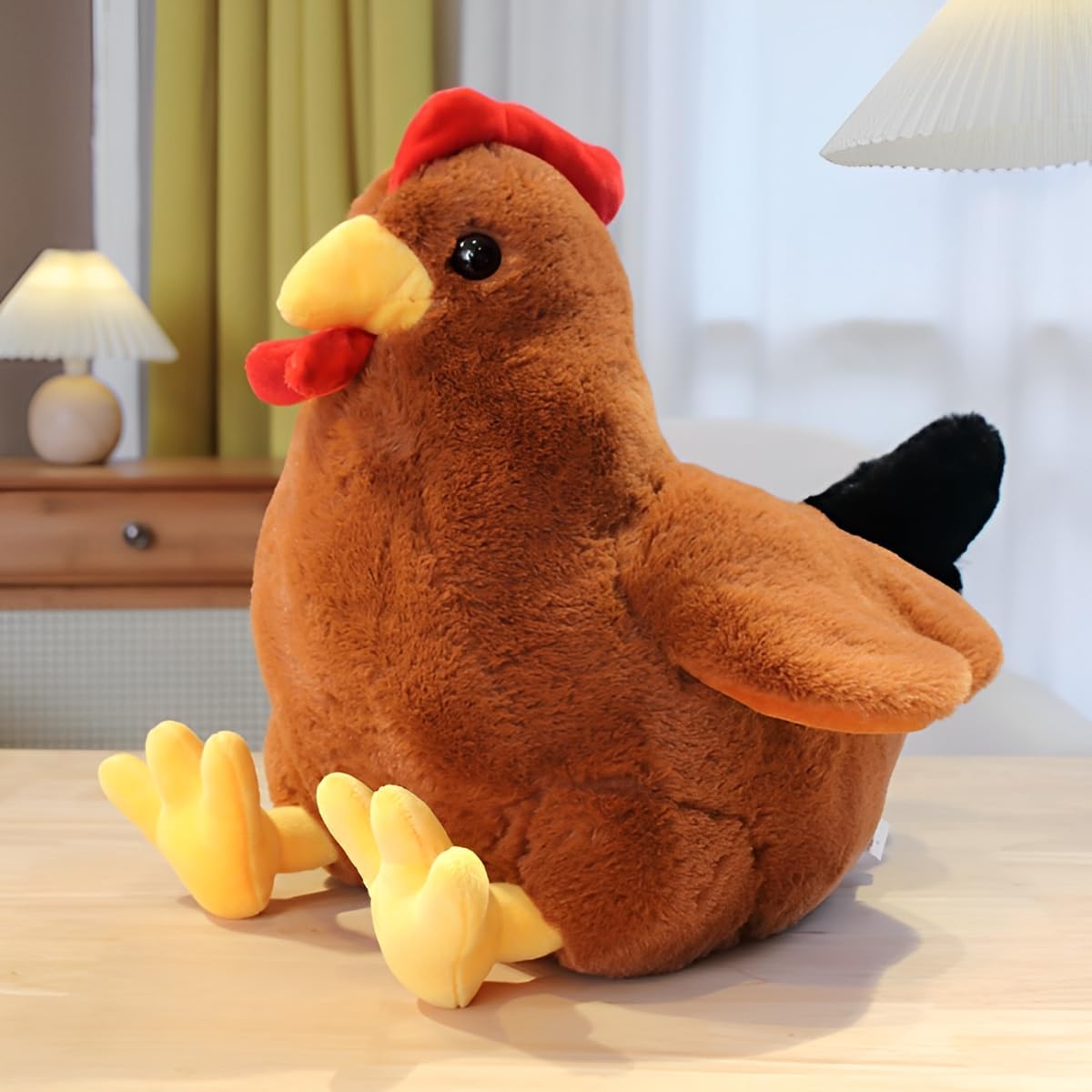 JPORSHU 12 Inch Soft Chicken Stuffed Animal，Realistic Rooster Plush Toy，for Kids Girls Boys on Easter Christmas Birthday Room Decor (brown-12 inche)