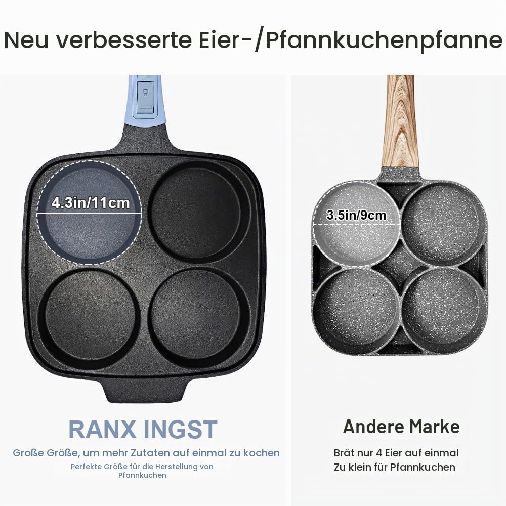 2-Teiliges Pfannenset mit Eierpfanne und Grillpfanne, Blau