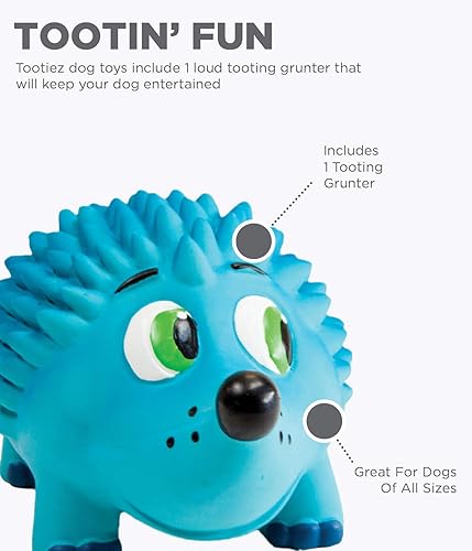Miniatura 4 de Outward Hound Tootiez Hedgehog Grunting - Juguete de goma de látex para perro, tamaño grande