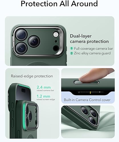 Vista 131 de ESR - Funda para iPhone 15 compatible con MagSafe, funda protectora de grado militar con soporte integrado, cubierta trasera resistente a