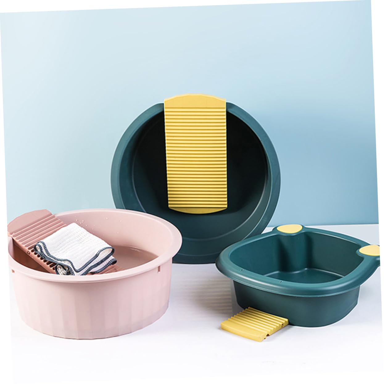 Alipis Lavabo para Lavar Ropa a Mano de Pp Resistente y Ligero, Palangana Gruesa Azul Adecuado para Prendas Delicadas Hogar y Lavandería Diaria