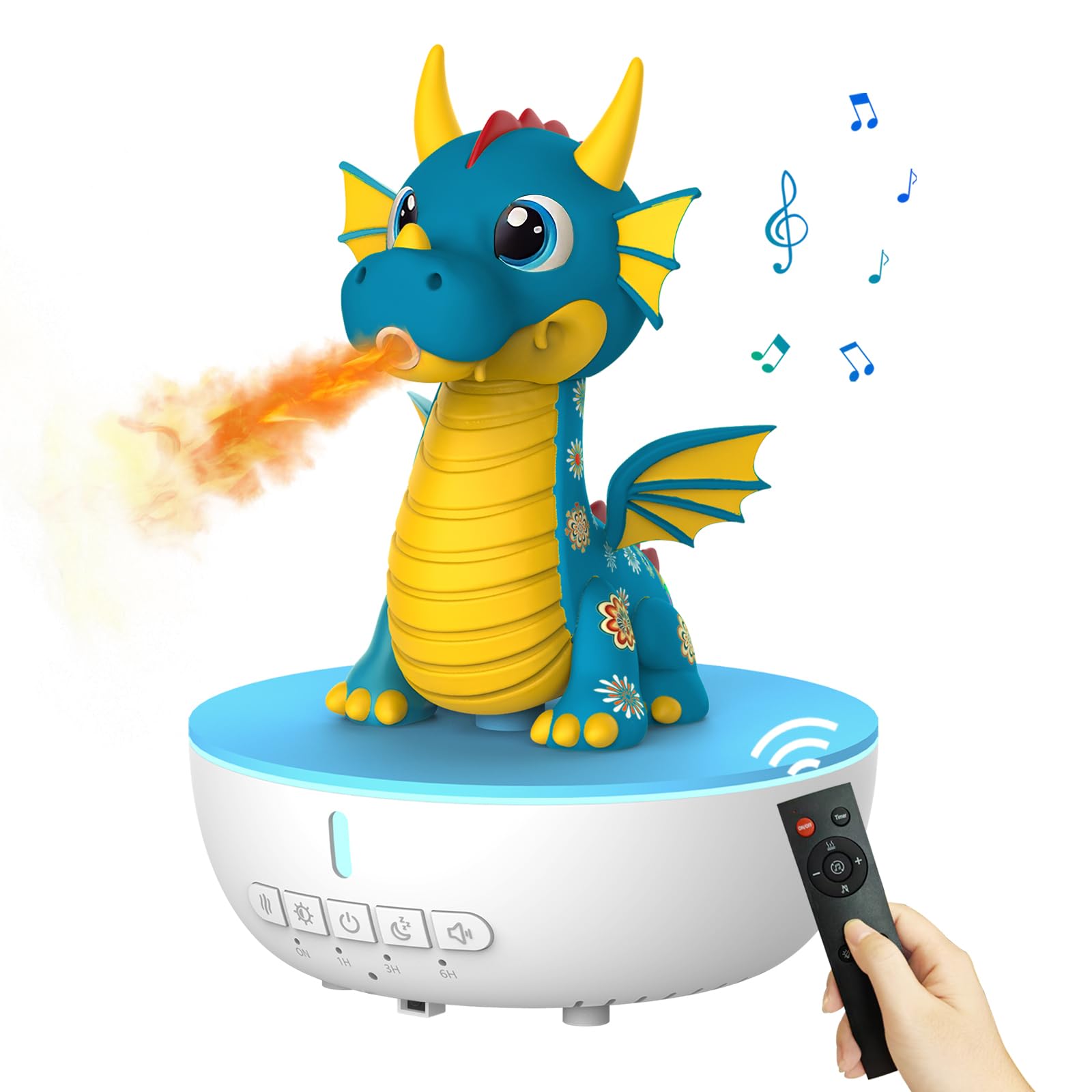 Dragon de Feu Diffuseur d'Huiles Essentielles 200ml Humidificateur et Machine Bruit Blanc Bleu