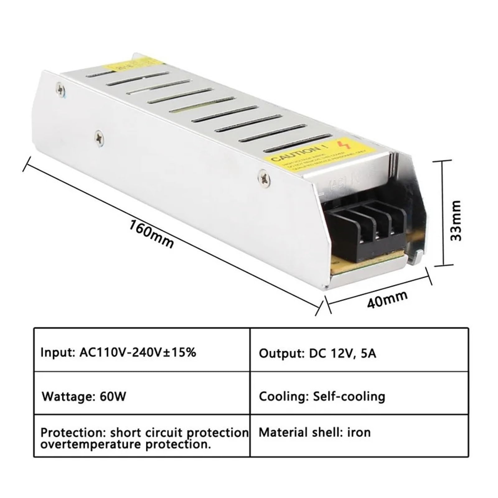 1PCS 12V 24V alimentazione elettrica di commutazione 12 24 V 1A 2A 3A 5A 8A 10A 20A 30A sorgente 220V a 12V 24V desktop di alimentazione SMPS(12V 15A 180W)