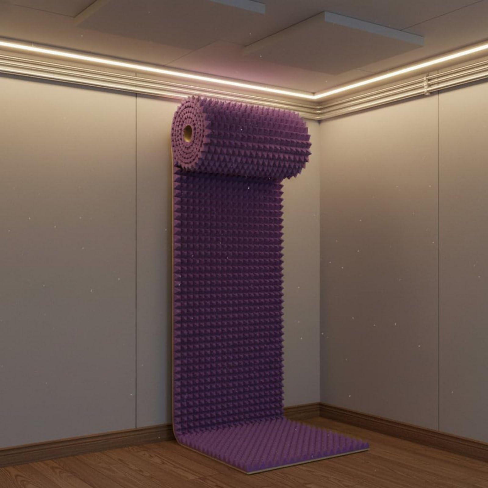harayaa Panel de Algodón Insonorizado Absorbente Espuma Acústica Antirruido Aislante con Diseño de Que Reduce Reverberación en Poliuretano , Púrpura , 70mm