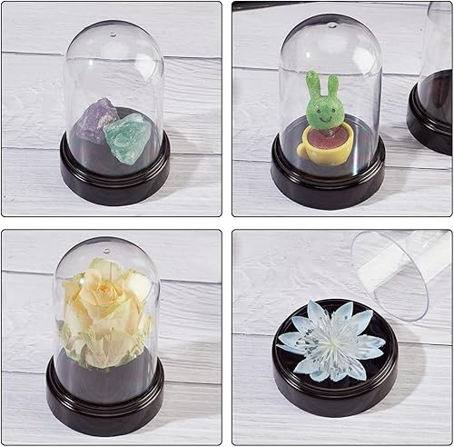 Miniatura 4 de NBEADS 6 juegos de cubiertas de cúpula de plástico, 2.77 x 4.2 pulgadas de diámetro, cúpula de cúpula de cúpula Cloche Mini transparente con base de