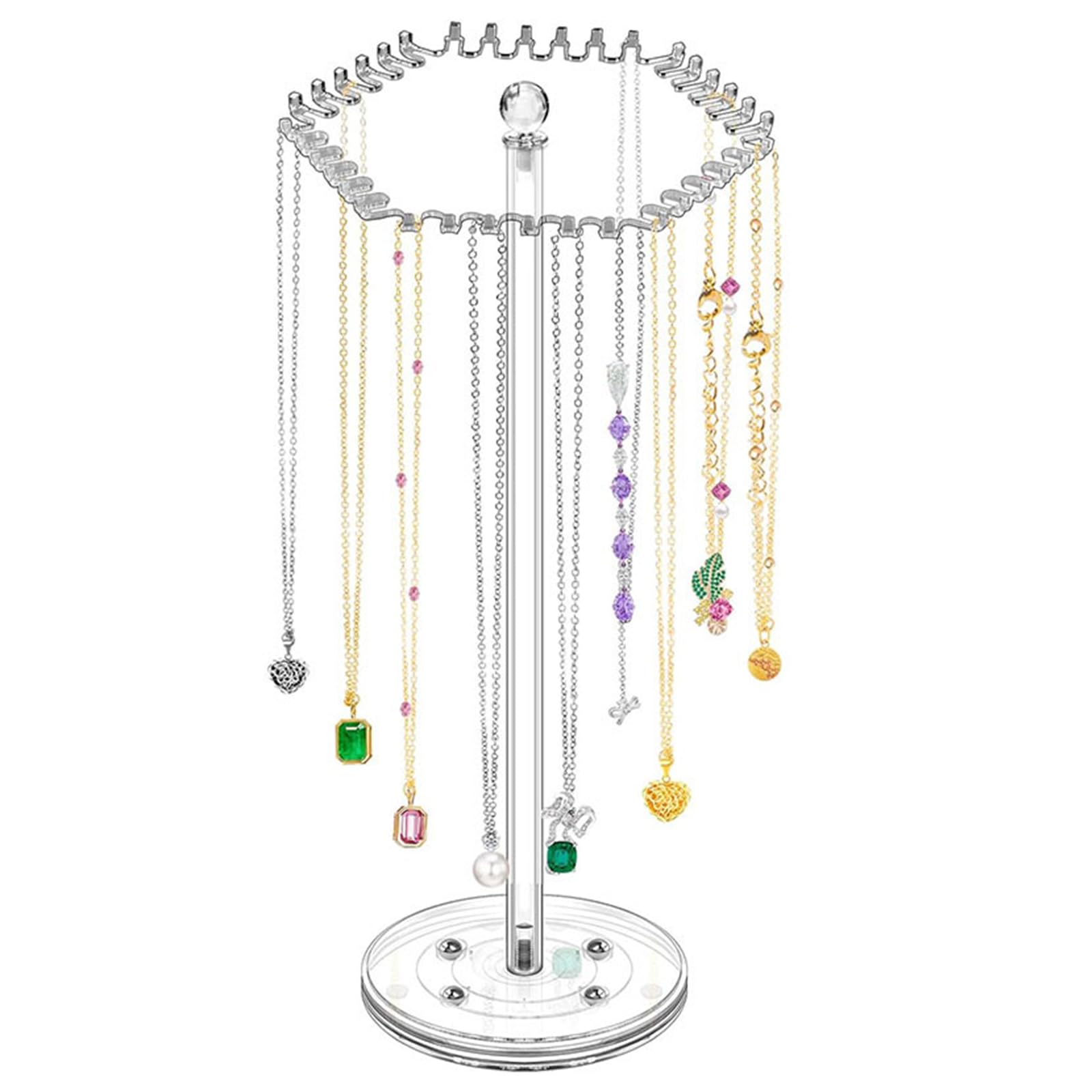 HDOYTXXM Unique Jewelry Organizers Practical Acrylics Necklace Display Rack Elegant Jewelry Storage with 360 Degree Necklace Display for Retailers
