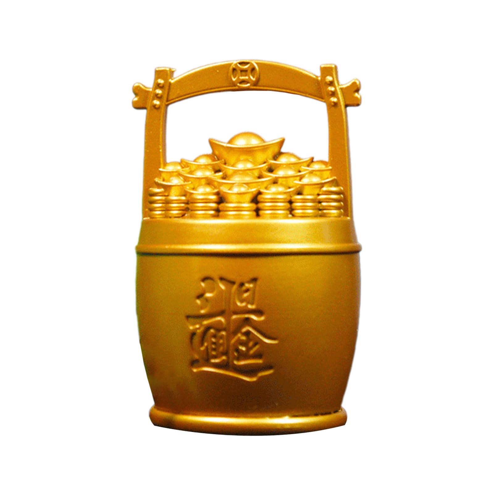 Maxtonser Golden Metal Sailing Ship Bucket Teapot Sculpture Chinese Fengshui Statues for Wealth and Prosperity Decorative Ornament