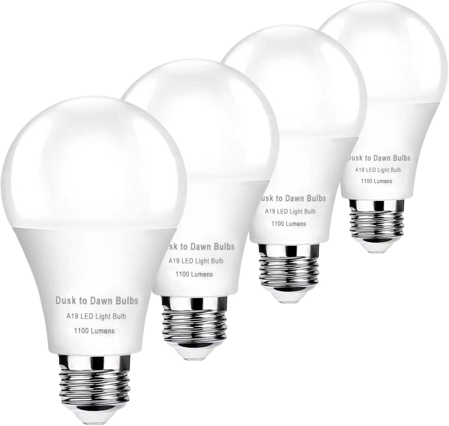 4-Pack Dusk to Dawn LED Light Bulbs, 75W Equivalent, Daylight 5000K 1,100LM, Automatic On/Off Outdoor Light, E26 A19 10W Bright Porch Light Bulbs, for Indoor/Outdoor Yard Patio Garage Garden