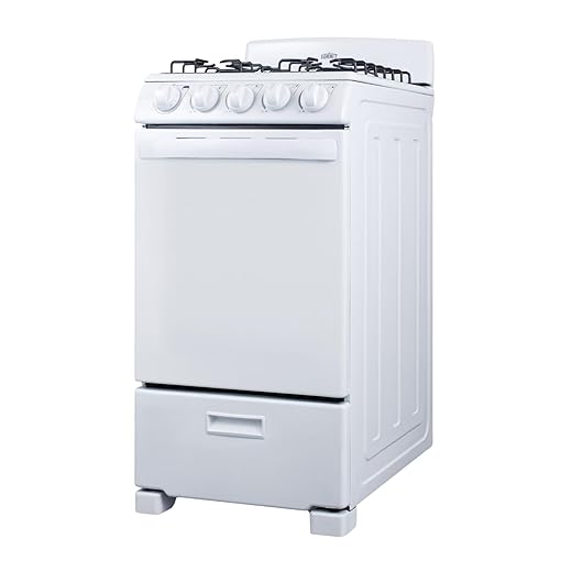 Summit RG200WS 20"" Freestanding Gas Range with 4 Burners 2.3 cu. ft. Oven Capacity Broiler Compartment ADA Compliant in White